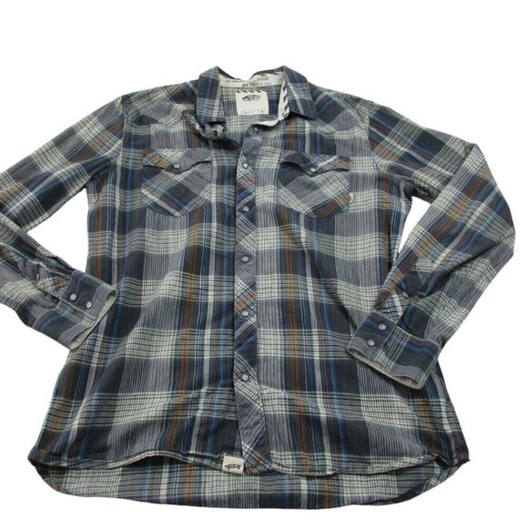 Vans Off The Wall Shirt Mens L Multi Plaid Long Sleeve Snap Button Down RN96277 - Picture 1 of 12